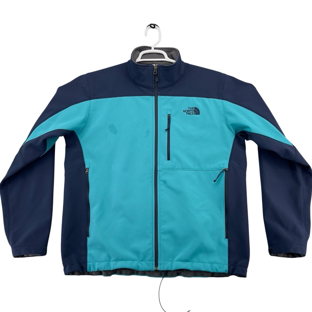 The North Face Apex Bionic Soft Shell Jacket Men's Large Blue Teal Full Zip Outd